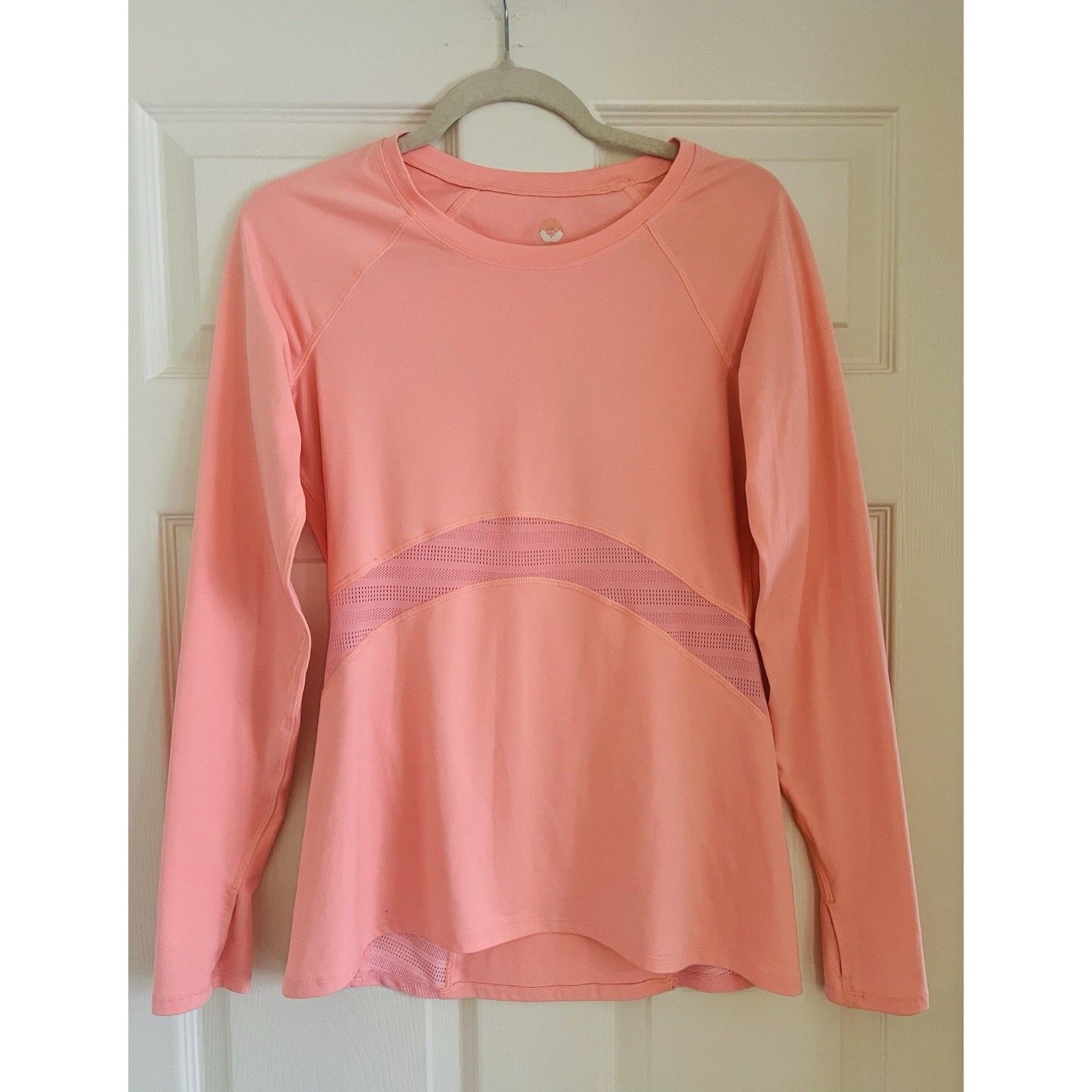 Roxy Women's Coral Pink Long Sleeve Mesh Athleisure Rash Guard Upf50 Top Sz M